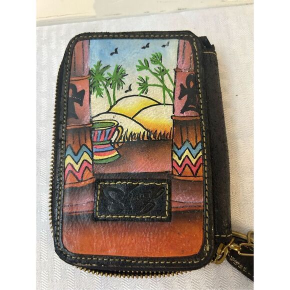 Sharf Wristlet Wallet Egyptian Cats Black Gold 6"x4" - Picture 3 of 6